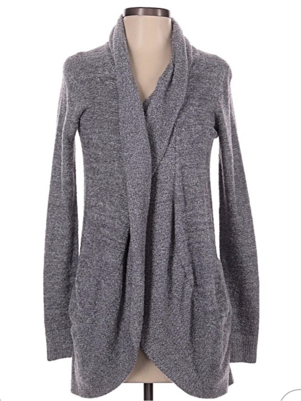 Barefoot Dreams Heather Gray Open-Front Draped Cardigan